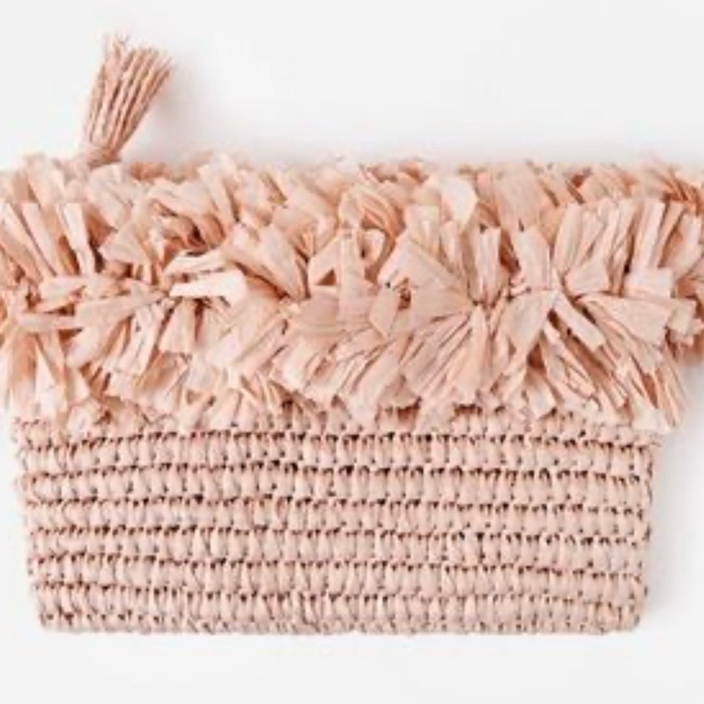 BTB Los Angeles Rose Crochet Straw Clutch